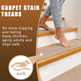 Stair Treads for Wooden Steps Indoor,8" X 30" (15 in Pack) Carpet Stair Treads for Wood Stairs, Machine Washable Stair Runners for Kids Elders and Pets,Beige
