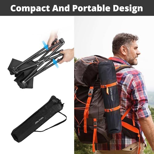 Triple Tree 2 Pack Folding Camping Stool, 13.8 Inch Small Portable Lightweight Stool Seat with Side Pocket and Carry Bag for Travel, Hiking, BBQ, Fishing and Beach, Load Capacity to 400lbs