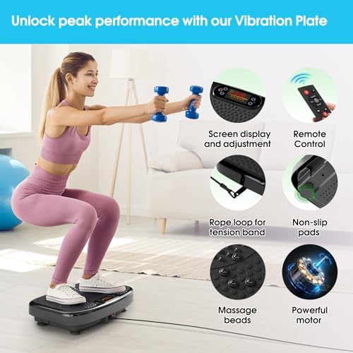 Vibration Plate Exercise Machine for Lymphatic Drainage Weight Loss,SoftGym Power Vibration Plate 300-400 Lbs Capacity Full Whole Body Workout Vibration Platform,Waver Vibration Plate for Home Fitness