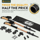 100% Carbon Fiber Trekking Poles by USA Brand - Ultra Strong Lightweight Collapsible Hiking Poles with Cork and EVA Foam Grips & Quick Adjustable Flip Locks