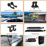 MeeFar Universal Car Soft Roof Rack Pads Luggage Carrier System for Kayak Surfboard SUP Canoe Include 2 Heavy Duty Tie Down Straps, 2 Tie Down Rope, 2 Quick Loop Strap and Storage Bag