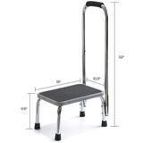 Step Stool with Handle for Adults Step stools with Handle for Elderly for Bed Chrome-Plated Steel Frame 330Lbs Capacity Use at Home Bathroom Kitchen