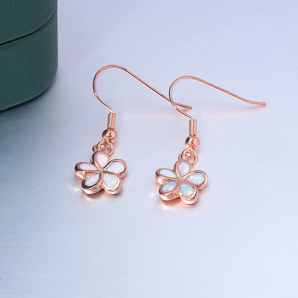CiNily Rose Gold Plated Flower Dangle Drop Earrings Opal Earrings for Women