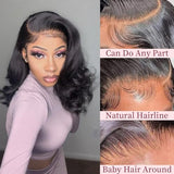Bob Wig Human Hair 13x4 Body Wave Lace Front Wigs Human Hair 180% Density Lace Front Wigs Human Hair Pre Plucked Human Hair Wigs for Black Women Wigs Human Hair with Baby Hair (14 Inch, Natural Black)