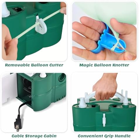 SINBEE Balloon Pump, Balloon Pump Electric, Portable Dual Nozzle Electric Blower Air Pump Inflator for Party Decoration. Faster and Save Time