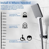 YDmeet Shower Head Holder, Adjustable Handheld Brass Shower Head Bracket, Wall Mount Holder, Drill Free Glue Installation (Polished Chrome)