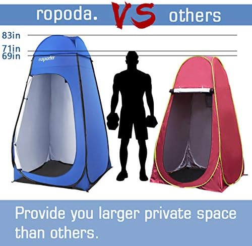ROPODA Pop Up Tent 83inches x 48inches x 48inches, Upgrade Privacy Tent, Porta-Potty Tent Includes 1 Removable Bottom, 8 Stakes, 1 Removable Rain Cover, 1 Carrying Bag