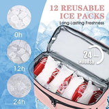 Backpack Cooler with Double Decker & 12 Ice Packs- Keeps 36 Cans Cold for Up to 24 Hours- Waterproof & Leak Proof Insulated Cooler Backpack- Stylish Cooler Bookbag for Women Travel Work Beach