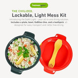 humangear GoKit Light | Travel Mess Kit | 5-Tool Portable Bowl, Plate, Spork | Camping Utensils