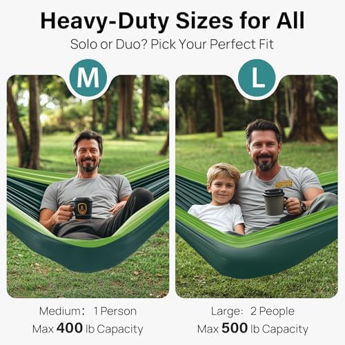 Kootek Camping Hammock 500 lbs Capacity, Portable Hammocks with Tree Straps & Attached Carry Bag, Camping Essentials Gear, Perfect for Outside Indoor Hiking Beach Backpack Travel