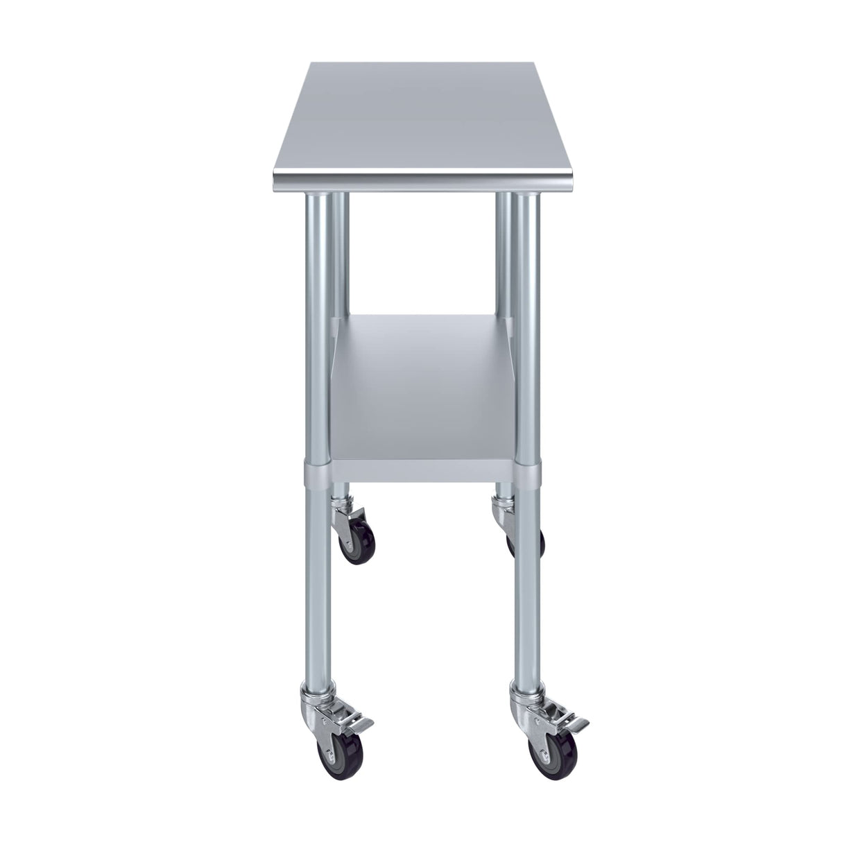 AmGood 30 in. x 18 in. Stainless Steel Work Table with Wheels | Metal Kitchen Food Prep Table | NSF