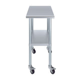 AmGood 30 in. x 18 in. Stainless Steel Work Table with Wheels | Metal Kitchen Food Prep Table | NSF