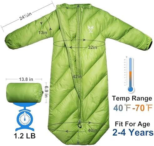 T40 Toddler Sleeping Bags Boys Girls | Ages 2-4 | Puffy Kids Sleeping Bag Camping Sleepovers |up to 46 in| Lightweight Compact Comfort for Indoor Outdoor Machine Washable