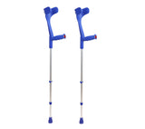 PEPE Mobility - Forearm Crutches for Adults (x2 Units, Open Cuff), Adjustable, Aluminum, Blue - Made in Europe