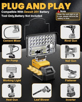 Cordless for Dewalt 20V Max LED Work Light, LIVOWALNY 78W 7800LM 5" 20V Battery Flashlights with USB & Type-C & Low Voltage Protection & 140° Pivoting Head for Emergency, Outdoors and Job Site Light