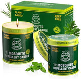 Mosquito Repellent Candles (2-Pack) - 9oz Citronella Candles Outdoor, DEET-Free Bug Control with 5 Essential Oils, 30-Hour Burn for Patio Backyard Camping Room
