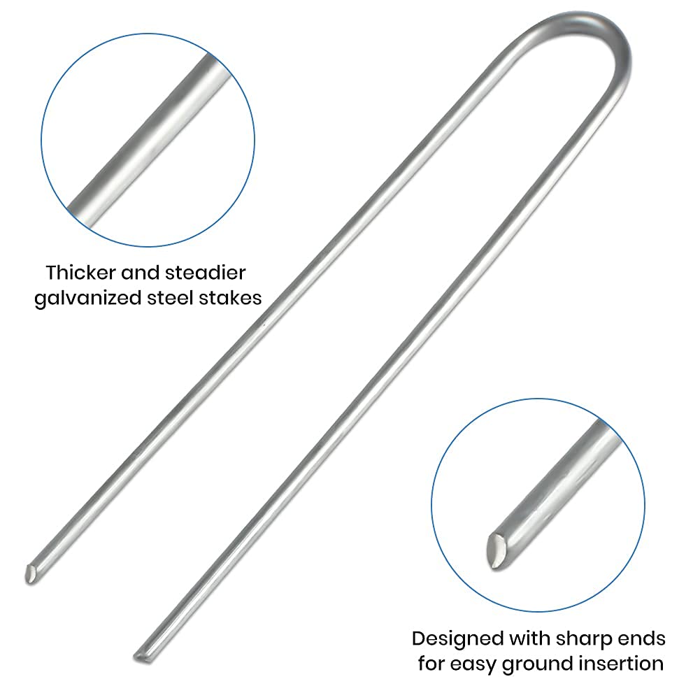 Landscape Staples 6 Inch Galvanized Garden Stakes 150 Pack,Garden Staples Heavy-Duty Sod Pins Anti-Rust Fence Stakes Securing Pegs for Barrier Fabric Irrigation Tubing Hose Weed