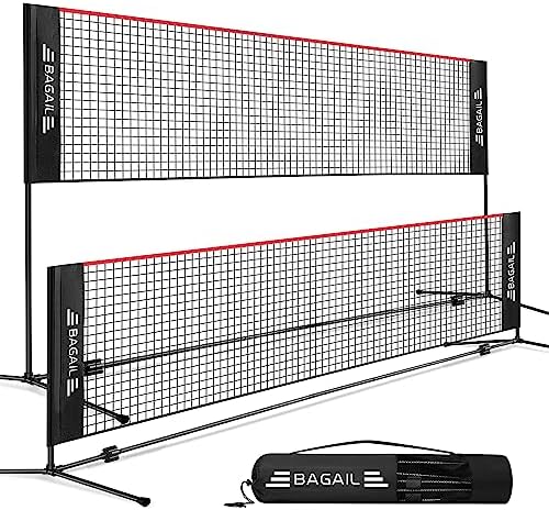 BAGAIL Badminton Net, Height Adjustable Kids Volleyball Net, Foldable Nylon Net 10 ft/14ft/17ft Wide, Tennis Net, Small Pickleball Net for Backyard Game and Indoor Outdoor Use, Easy Setup