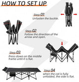 Portable Camping Cot, 32" Extra Wide Camping Cots for Adults with Thick Mattress, Heavy Duty Sleeping Cot Holds Up to 600LBS, Cots for Sleeping, Rv, Beach, Patio, Office Naps(Blue)