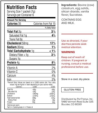 DiaResQ Diarrhea & Immune Support Colostrum Drink Mix for Adults, 6 Ct, Rapid Recovery, Helps Restore Normal Intestinal Function, Vanilla Flavor