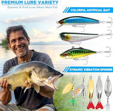 PLUSINNO Fishing Lures, 137Pcs Tackle Box with Tackle Included, Crankbaits, Spoon, Hooks, Weights & Other Accessories, Fishing Bait Lure Gear Kit Gift for Men Bass Freshwater