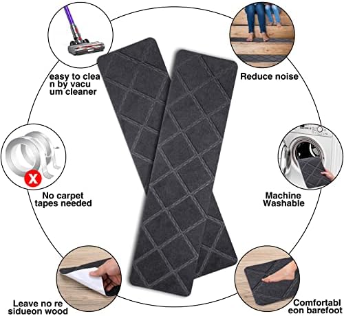 Stair Treads for Wooden Steps 15pcs - 8x30in Carpet Stairs Runner Indoor Non-Slip Stair Mats for Kids Elders and Pets