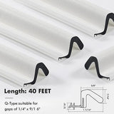BBTO Weather Stripping Door Seal Strip Kerf Soundproof Strip V-Shaped Q Foam Weather Stripping Exterior Door Frame for Summer Windows Large Gap Seal and Easy Installation(40 Feet,White)