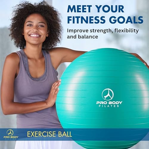 ProBody Pilates Exercise Ball - Multiple Sizes Gym Grade Balance Ball for Fitness, Yoga, Workout, Pregnancy & Physical Therapy