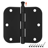 HOSOM 30 Pack Rounded Matte Black Door Hinges 3.5 x 3.5 inch with 5/8 Radius, Black 3 1/2 Interior Door Hinges, 3 ½"x 3 ½" Hardware