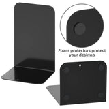 VFINE Bookends 4 Pairs, Black Metal Book Ends, Bookends for Shelves, Book Stopper for Heavy Books, Book Dividers for Home Office School Supplies
