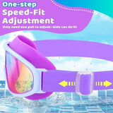 Vvinca Kids Goggles with Comfort Fabric Strap, Kids Swim Goggles Wide View Anti-Fog/UV No Leaking Swimming Goggles for 3-14
