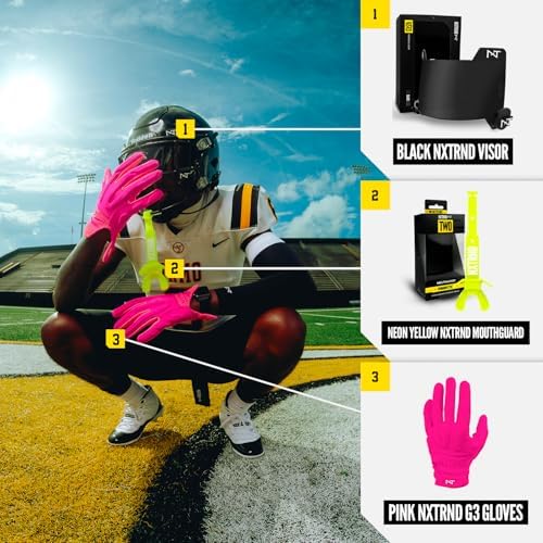 Nxtrnd Two Football Mouth Guard, Football Mouthpiece with Strap, Fits Adult & Youth (Neon Yellow)