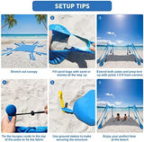 Beach Tent Canopy Pop Up Shade 10x10ft Sun Shelter Portable Family UPF50+ with 8 Sandbags-2 Sand Shovel-4 Aluminum Poles-Ground Pegs-Carrying Bag for Outdoor Camping Fishing Backyard Picnic