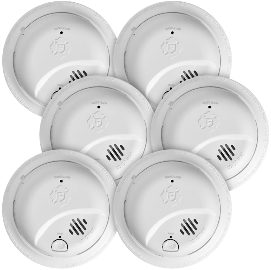 First Alert SMICO105-AC, Interconnect Hardwire Combination Smoke & Carbon Monoxide Alarm with 10-Year Battery Backup, 6-Pack