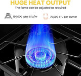 VIVOHOME 150,000 BTU Double Burner Propane Stove, Heavy-Duty Outdoor Portable Camp Stove with Windscreen & Detachable Legs for Camping, Backyard, BBQ Cookouts