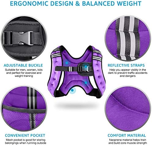 Weighted Vest Weight Vest for Men Women Kids Weights Included, Body Weight Vests Adjustable for Running, Training Workout, Jogging, Walking