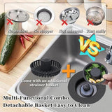 3 in 1 Kitchen Sink Stopper, Pop Up Kitchen Sink Drain Strainer, with an Extra Basket Strainer, Kitchen Sink Drain Stopper for US Standard 3-1/2 Inch, Brass Material Electroplate Black