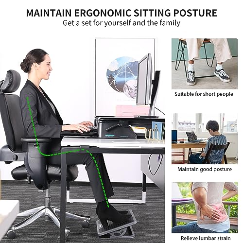 EUREKA ERGONOMIC Tilt Adjustable Footrest, Foot Rest for Under Desk at Work with Massage Surface, Office Foot Rest Under Desk with 20 Degree Tilt No Locking, Metal Frame