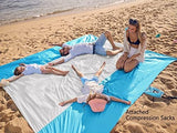 WEKAPO Beach Blanket Sandproof Waterproof, Extra Large Beach Mat, Oversized & Compact Sand Free Mat Quick Drying, Lightweight & Durable with 6 Stakes & 4 Corner Pockets