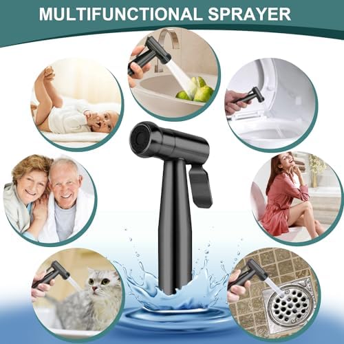Handheld Bidet Sprayer for Toilet, Premium Stainless Steel Bathroom Bidet Sprayer Set with Anti-Leaking Hose &Water Pressure Control for Feminine Wash, Cloth Diaper for Baby Wash, Wall or Toilet Mount