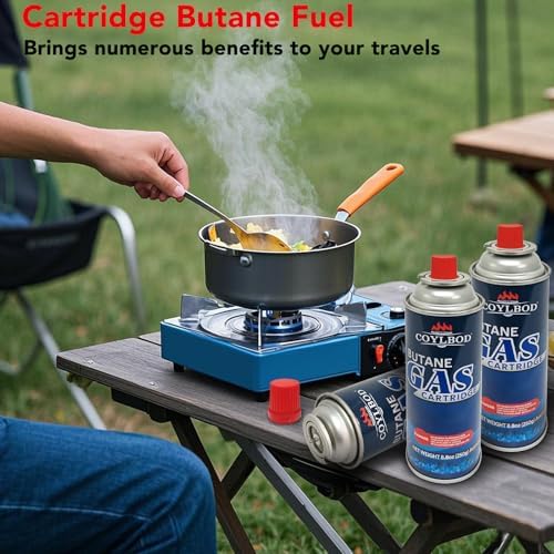 Butane Gas, Butane Fuel Canister, 99.99% Pure Butane Canister with Explosion Proof - RVR System, Butane Fuel for Camping Stove, Kitchen Torch Head (3 Can)