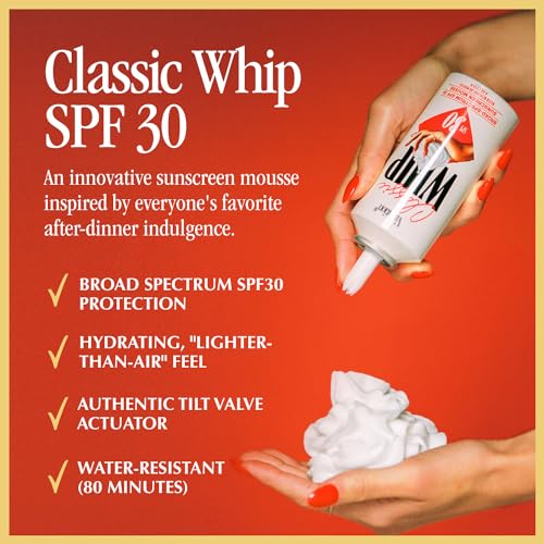 Vacation Classic Whip SPF 30 Sunscreen + Air Freshener Bundle, Whipped Sunscreen Mousse SPF 30, Moisturizer with SPF, Broad Spectrum, Water-Resistant Whipped Sunscreen, 4 Oz.