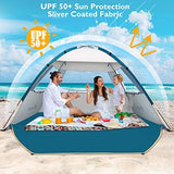 COMMOUDS Beach Tent Sun Shade for 3/4-5/6-7/8-10 Person, UPF 50+ Beach Sun Shelter Canopy Tent, Lightweight, Easy Set Up and Carry