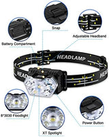 2000 Lumen 9 LED Headlamp 2 Pack, Ultra Bright Head Lamp with 6 Modes, IPX5 Waterproof Head Light, Lightweight Head Flashlight for Running Night-Walking Camping, 6 AAA Batteries Included