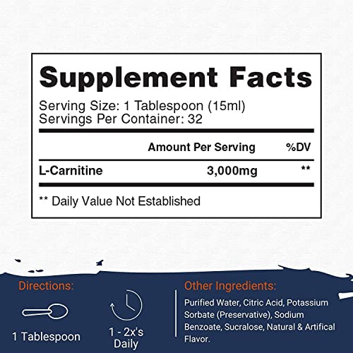 Gaspari Nutrition Liquid L-Carnitine 3000, Stimulant Free, Increased Metabolism, Enhanced Energy, Non GMO, Gluten Free, BPA Free (32 Servings, Orange Pineapple)