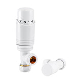 Sandy Beach Central Heating TRV Radiator Valves - Angled Radiator Valves, White Radiator Valves, Thermostatic Radiator Valve, Radiator Valve Angled with Lockshield Valve - 15mm (Angled White)