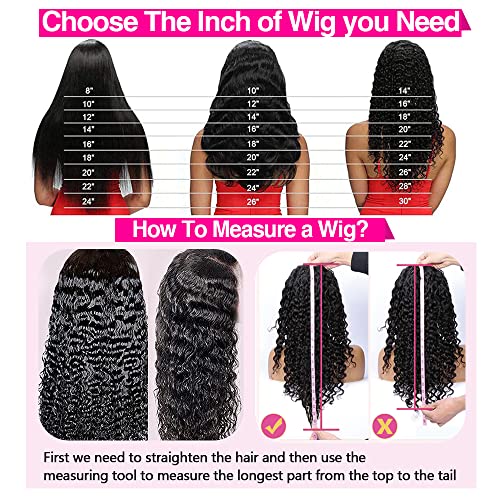 CHEETAHBEAUTY Deep Wave 13X6 HD Transparent Lace Front Wigs Human Hair Brazilian 10A Grade Deep Curly Human Hair Wigs for Black Women Pre Plucked with Baby Hair Natural Black 250% Density(30inch)