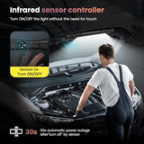 Work Light【AUTO ON/Off】 3000LM 5200mAh Under Hood LED Work Light with Hooks, Portable Magnetic Rechargeable Cordless Job Site Lighting for Mechanic/Car Repairing/Garage-Black