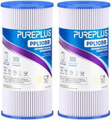 PUREPLUS 10" x 4.5" Whole House Pleated Sediment Filter for Well Water, Replacement Cartridge for GE FXHSC, Culligan R50-BBSA, Pentek R50-BB, DuPont WFHDC3001, American Plumber W50PEHD, GXWH40L, 2Pack