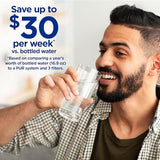 PUR PLUS Vertical Faucet Mount Water Filtration System, Lead-Reducing Filter, Great-Tasting Water, Easy Install, Lasts 100 Gallons, Compatible with Sinks with External Aerators, Grey